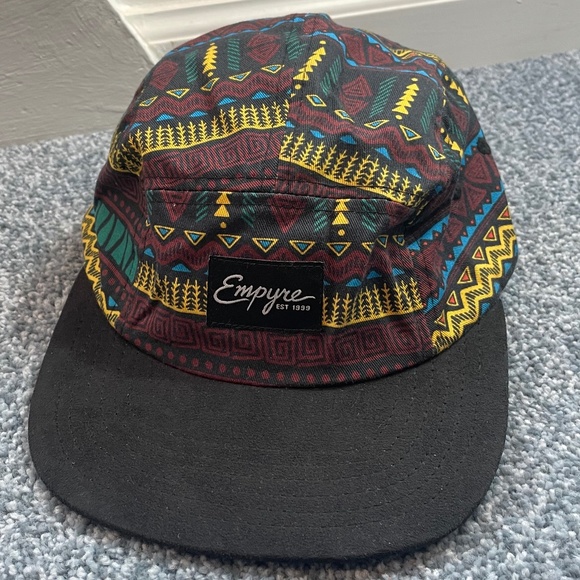 Empyre 5-Panel Tribal Hat, Black Suede Brim, Fully Adjustable - Picture 1 of 6